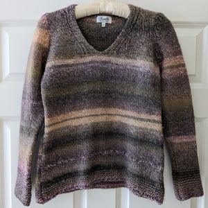 Fioreblu knit sweater Stripes Made in Italy muted purple earthy green gray S M